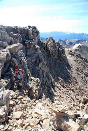Topping out on ridge - top of gully