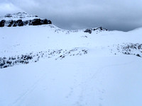 Left to right 3 pic pano from Wolverine ridge looking south. Redoubt on left.Quick trip ~ 3 hrs to here despite feeling sick.