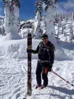 Andy - ski rep for skilogik.com with a pair of Depth Hoar Powder skis.