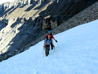 Coming up the end of valley towards col.