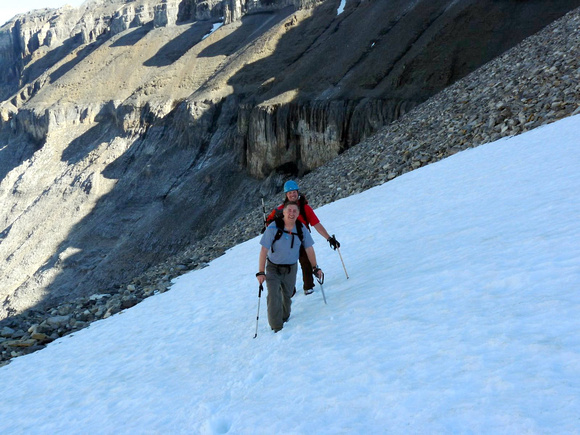 Coming up the end of valley towards col.