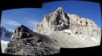 Tower from col in 2006 - Looking up from col at first peak(tower)which we climbed by gullies, ledges and then straight up ridge..