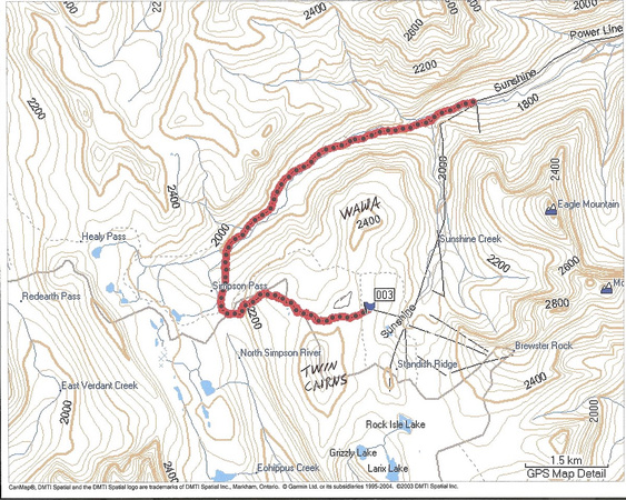 Wietse and I decided to try this in reverse of Chic Scott tripFollowed old broke trail - okay up trail but probably not best down route.
