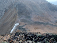 Looking back at col. Came out slightly above col but better than hard snow ice and loose talus/scree on straight up.